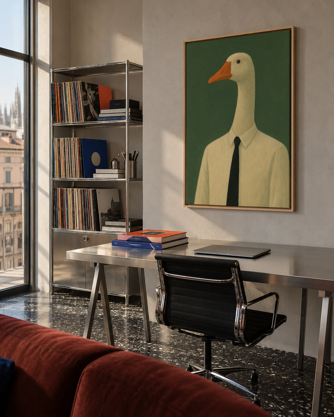 Executive Goose - Framed canvas in an interior