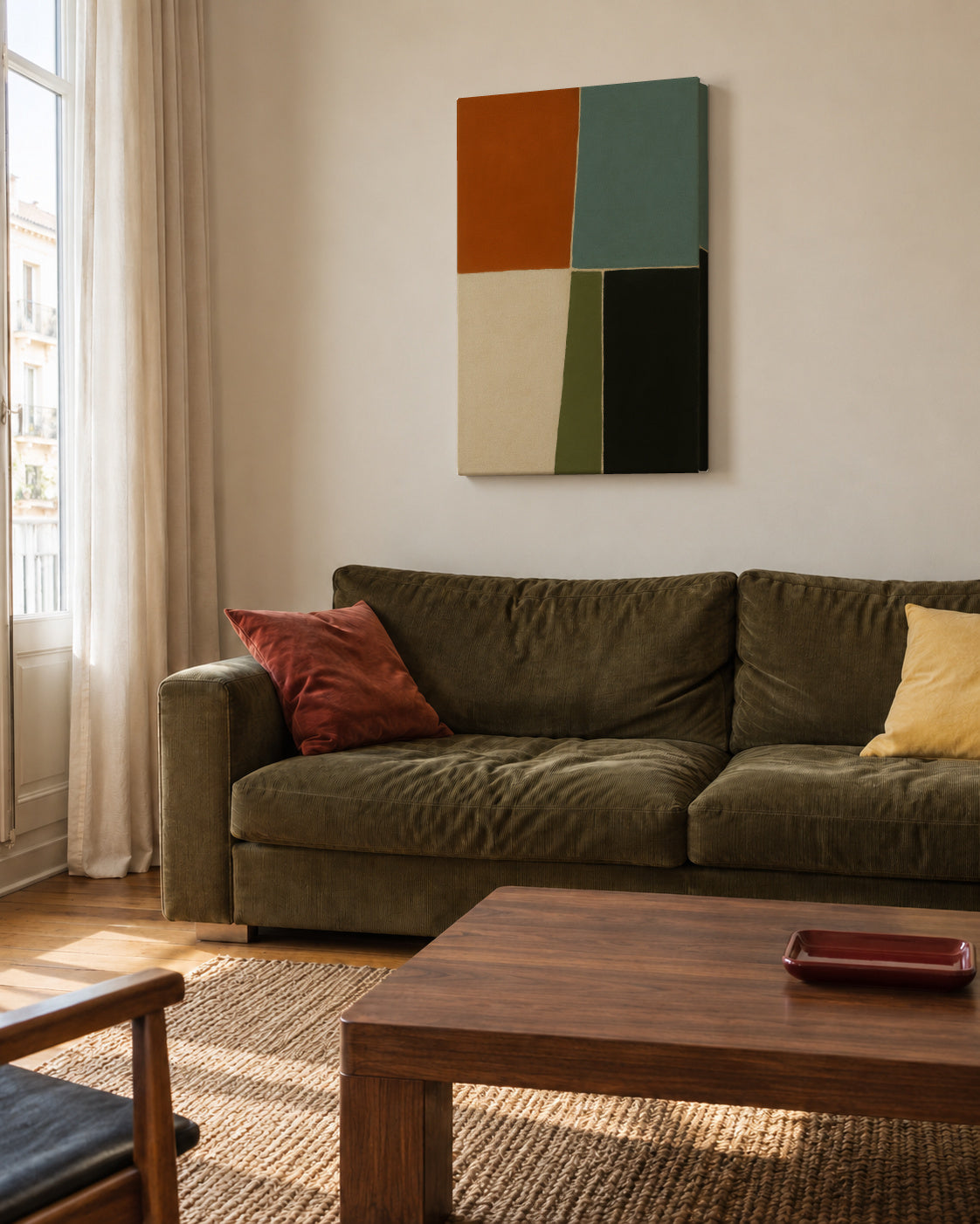 Field Composition IV - Unframed canvas in an interior