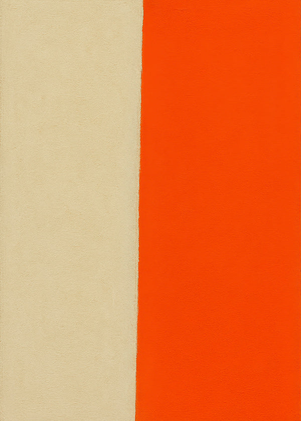 Cuadro minimalista con banda naranja vertical