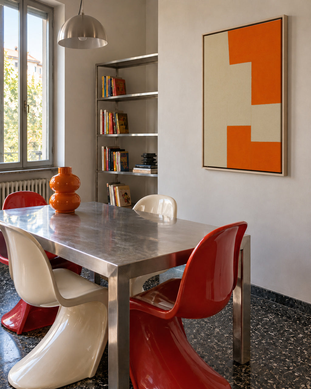Terracotta Steps I - Framed canvas in an interior