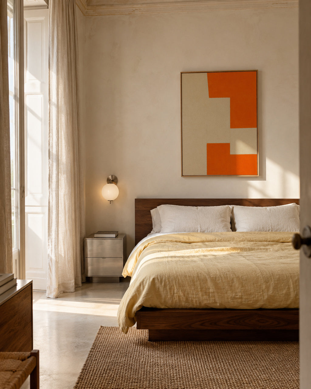 Terracotta Steps I - Framed canvas in an interior