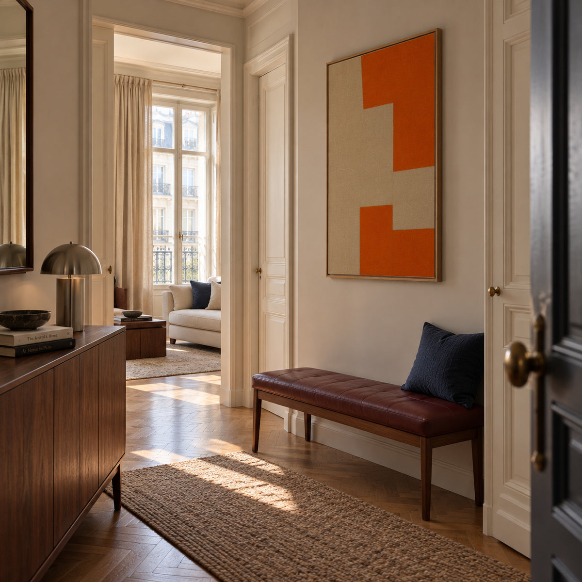 Terracotta Steps I - Framed canvas in an interior