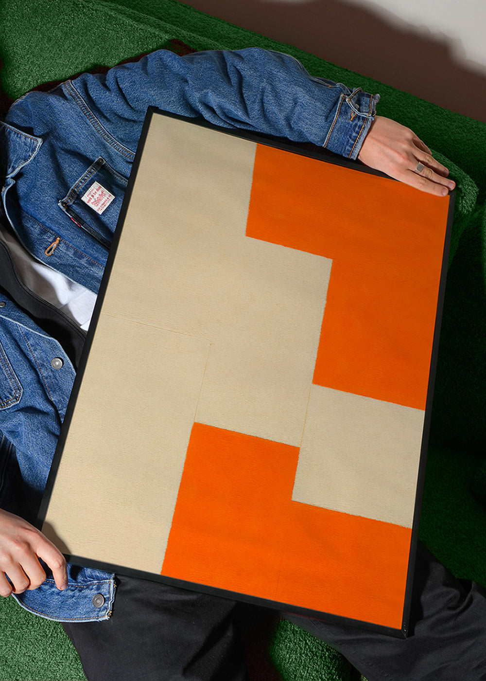 Cuadro geométrico en bloques beige y naranja – Product3