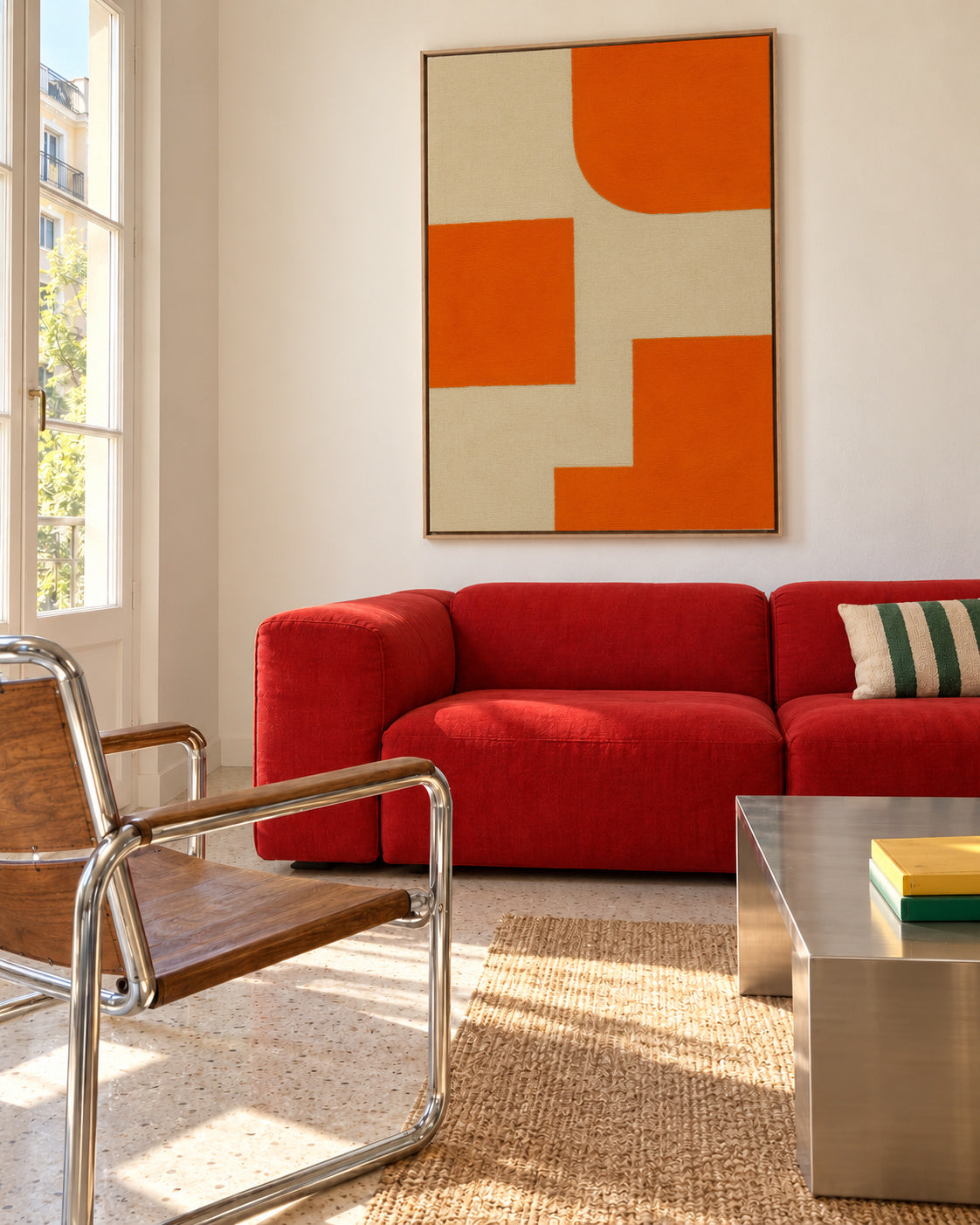 Terracotta Steps II - Framed canvas in an interior
