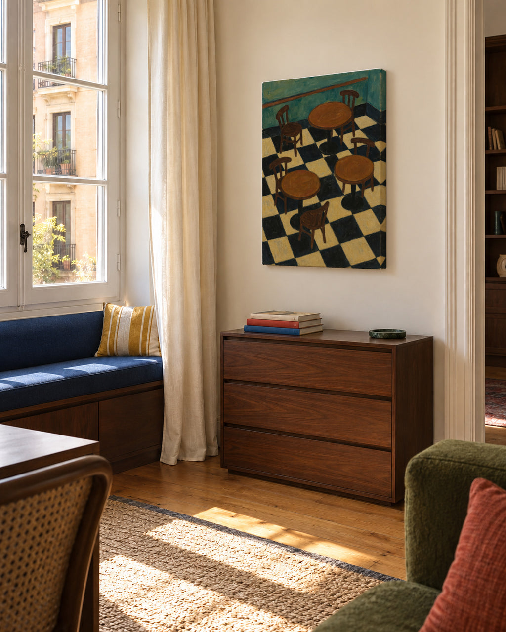 Bistro Tables - Unframed canvas in an interior