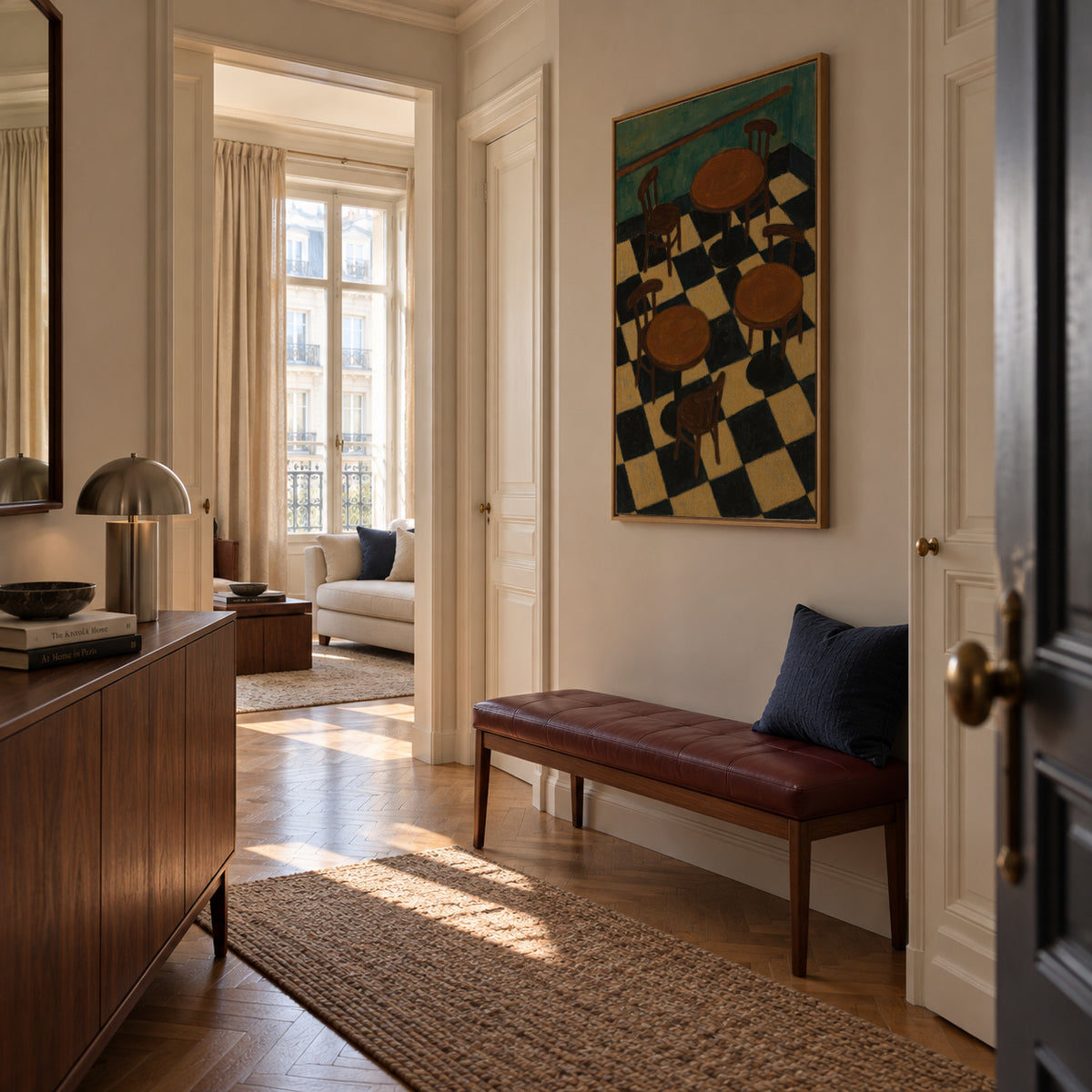Bistro Tables - Framed canvas in an interior