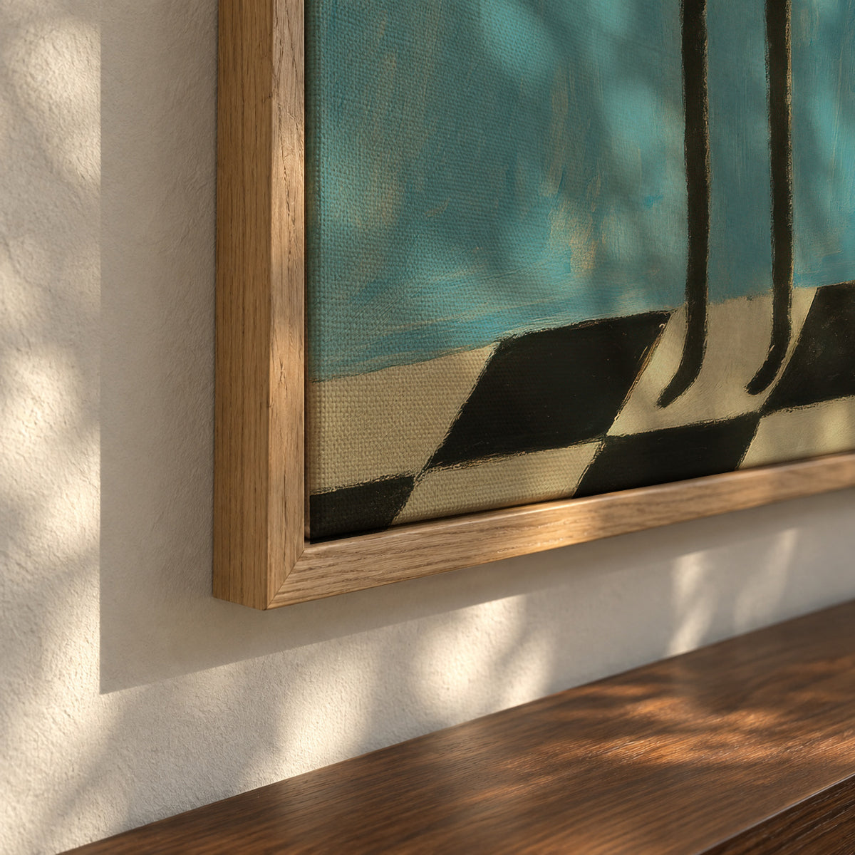 Emerald Stripes - Framed canvas detail