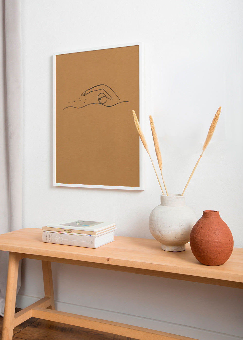 Cuadro minimalista nadador en papel kraft – Product2