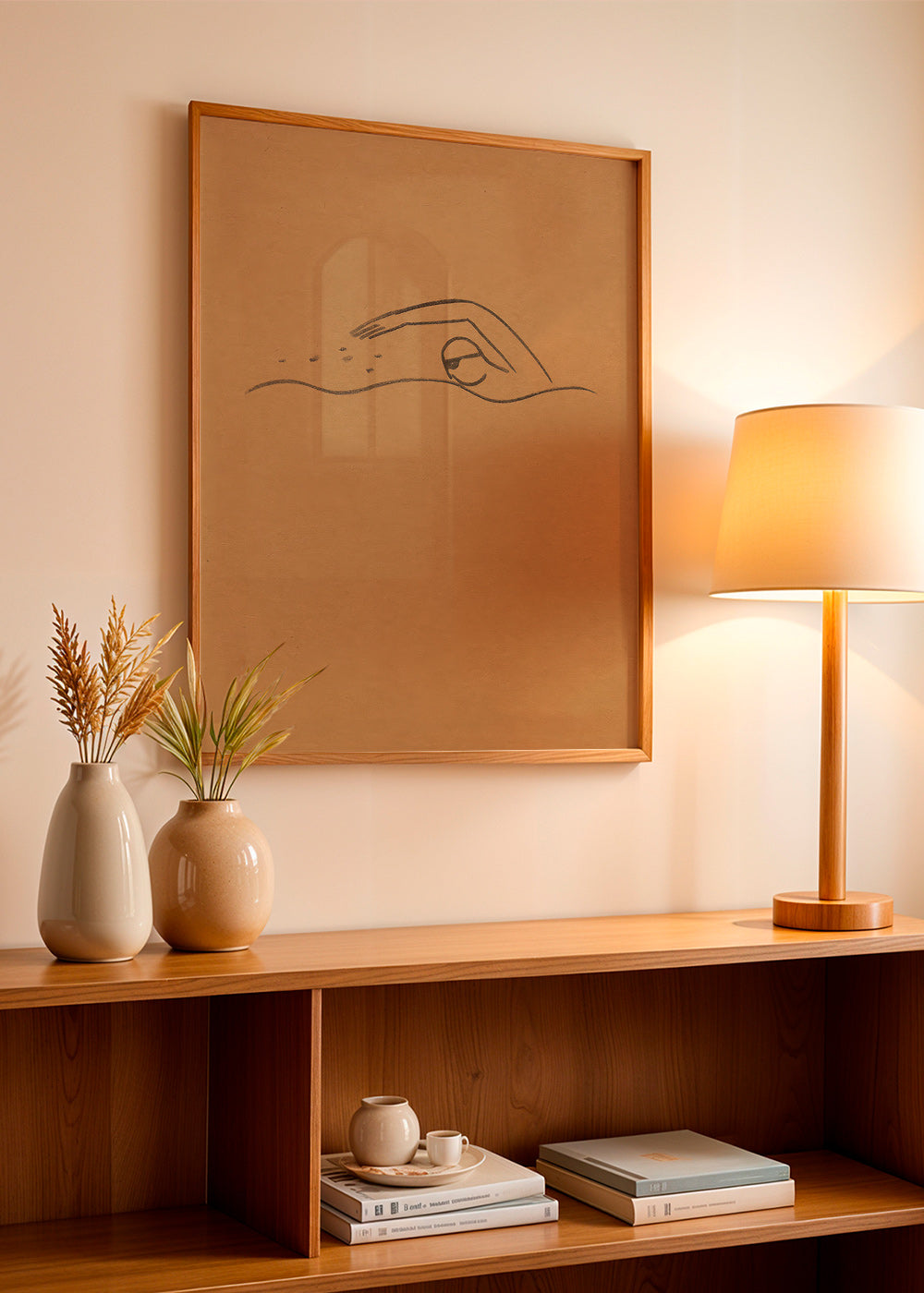 Cuadro minimalista nadador en papel kraft – Product3
