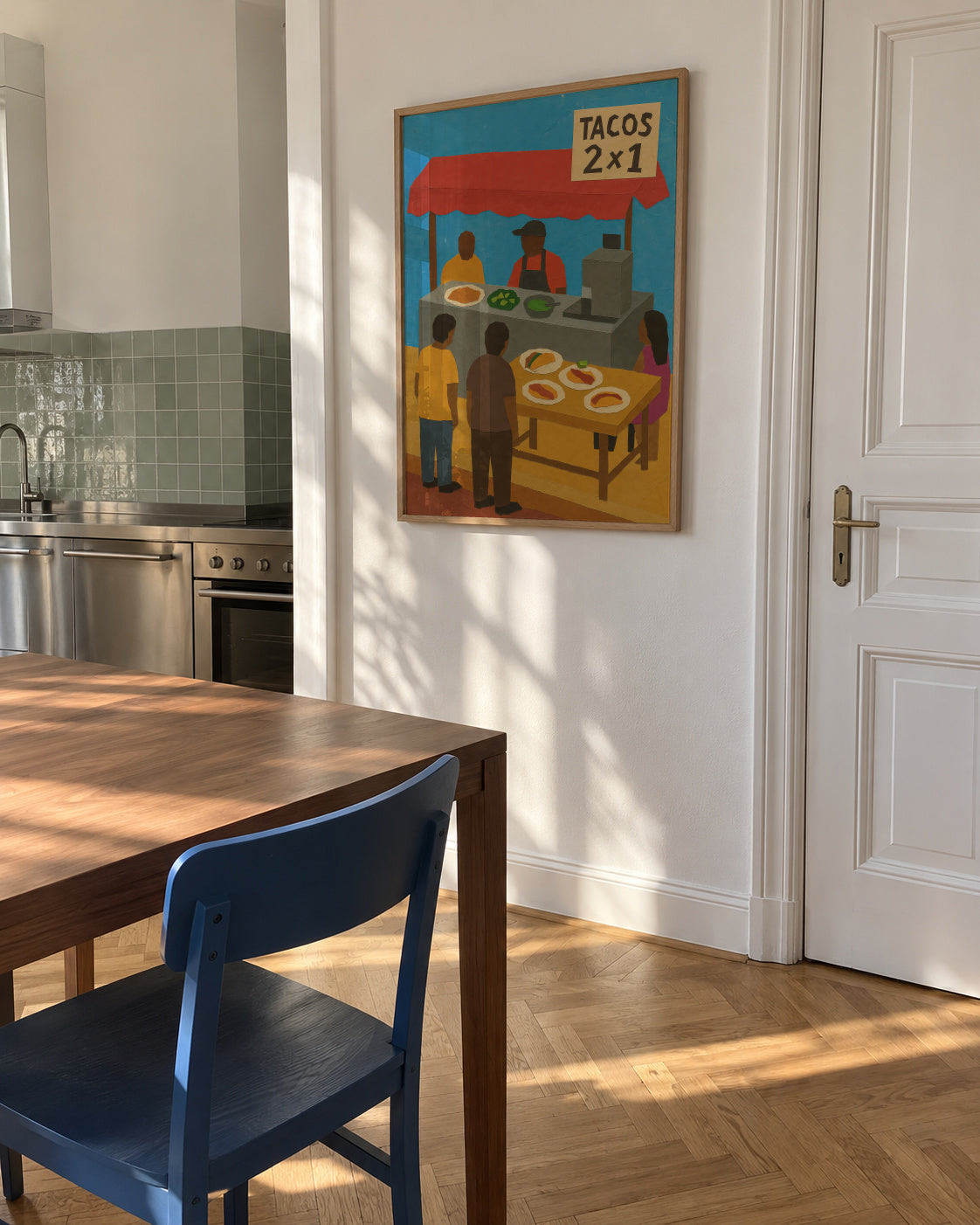 Tacos 2x1 - Framed poster in an interior