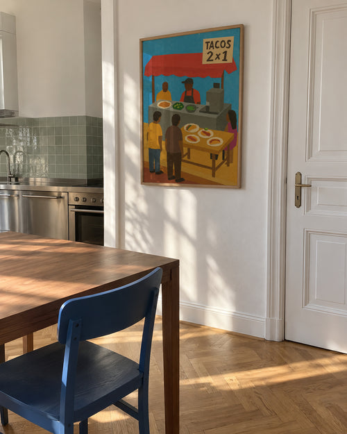 Tacos 2x1 - Framed poster in an interior
