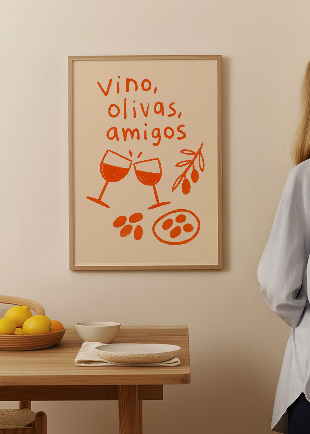 Cuadro de cocina: vino y olivas ilustradas – Product3