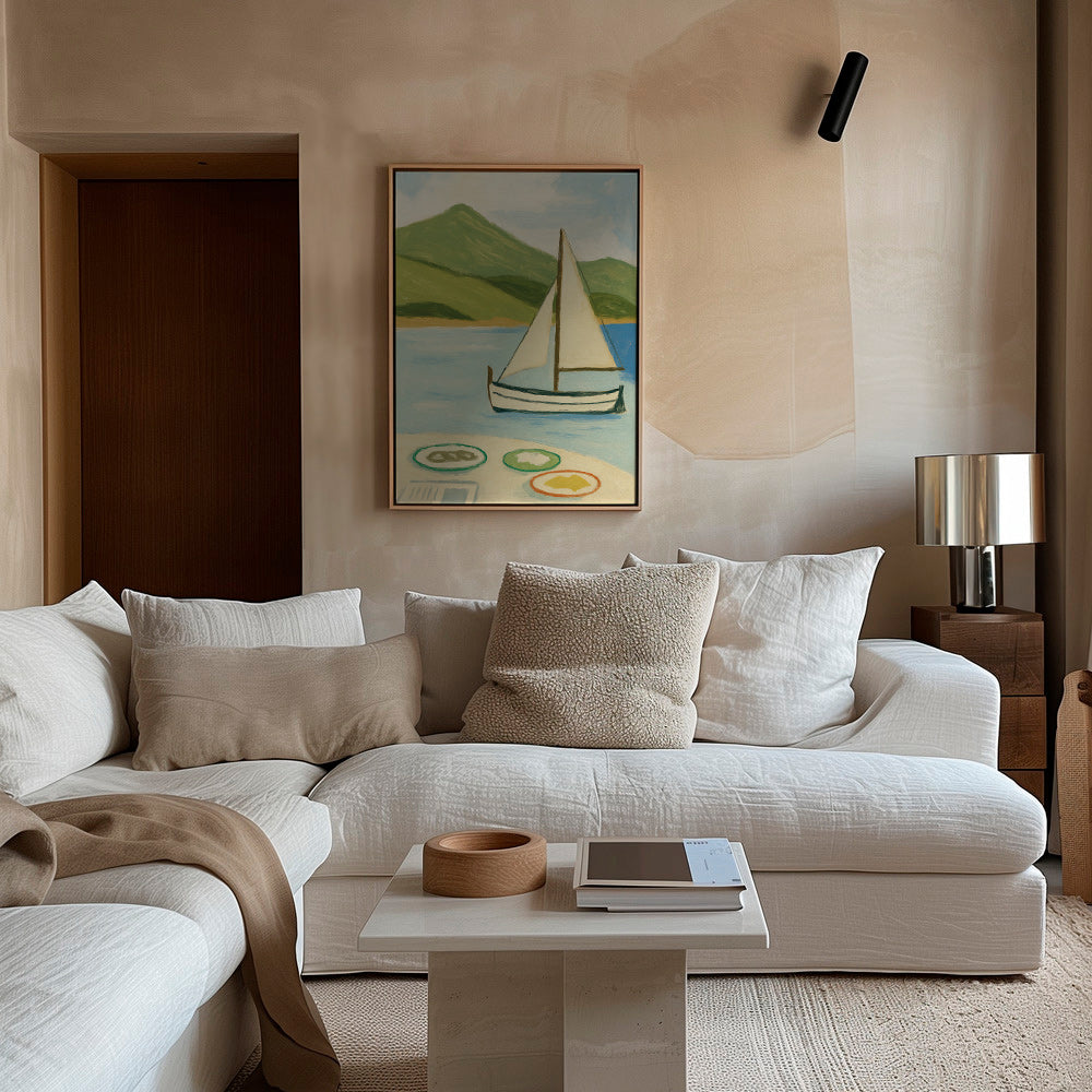 Cuadro de paisaje con vela en lago – Canvas1
