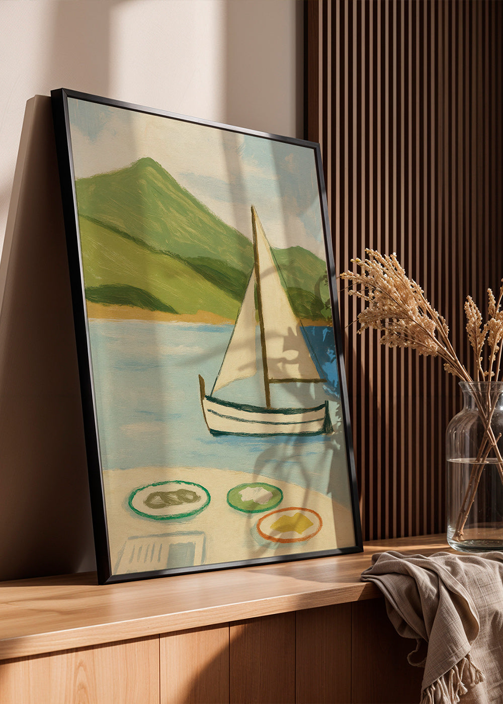 Cuadro de paisaje con vela en lago – Product3
