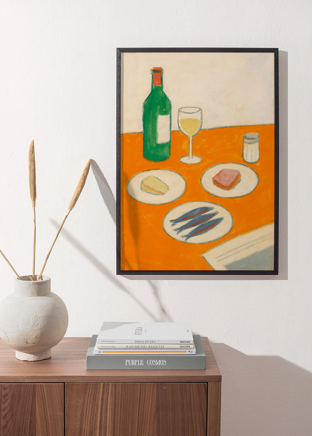 Cuadro de cocina con sardinas y copa de vino – Product2