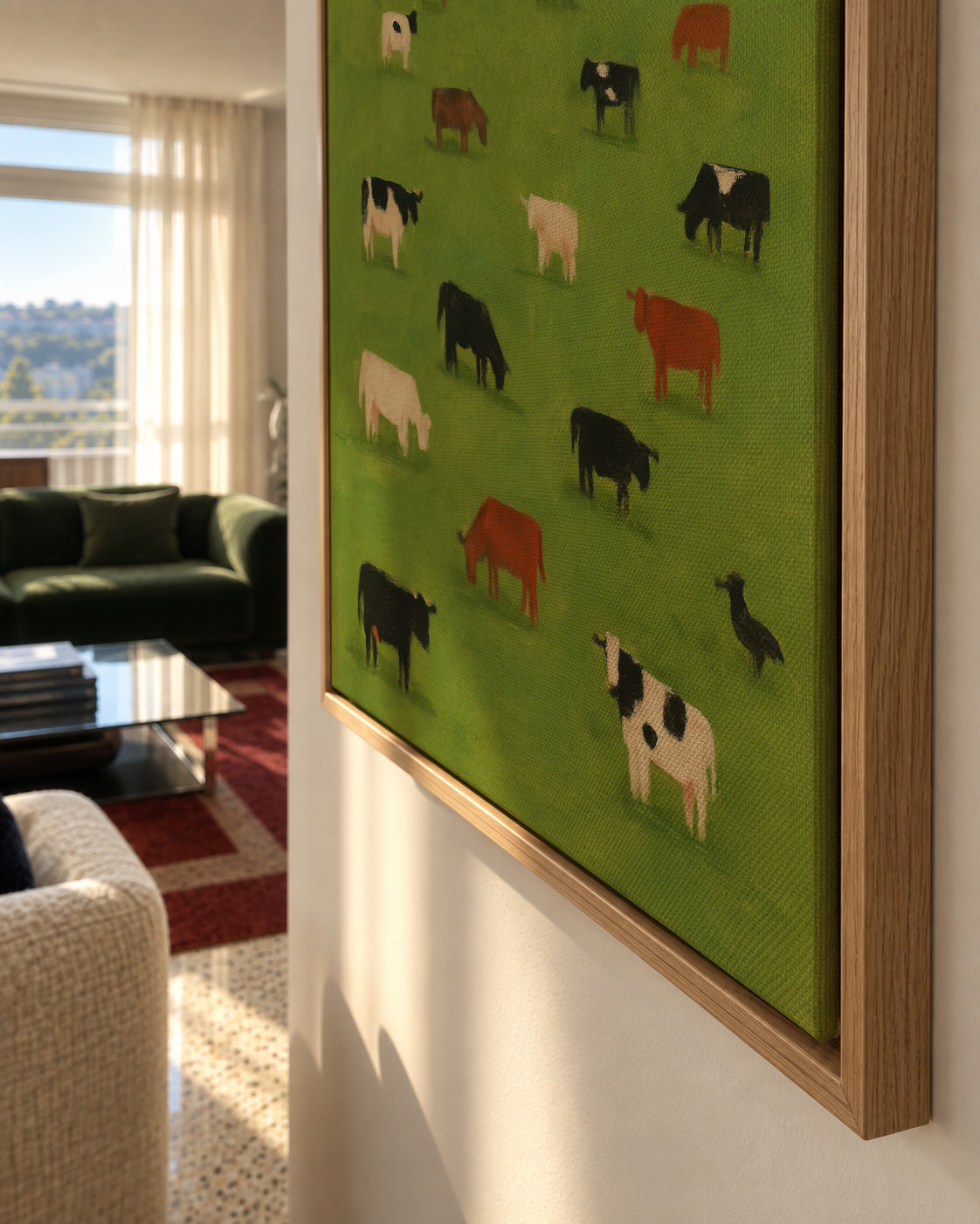 Grazing Field - Framed canvas detail