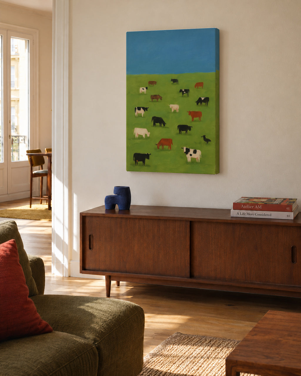 Grazing Field - Unframed canvas in an interior