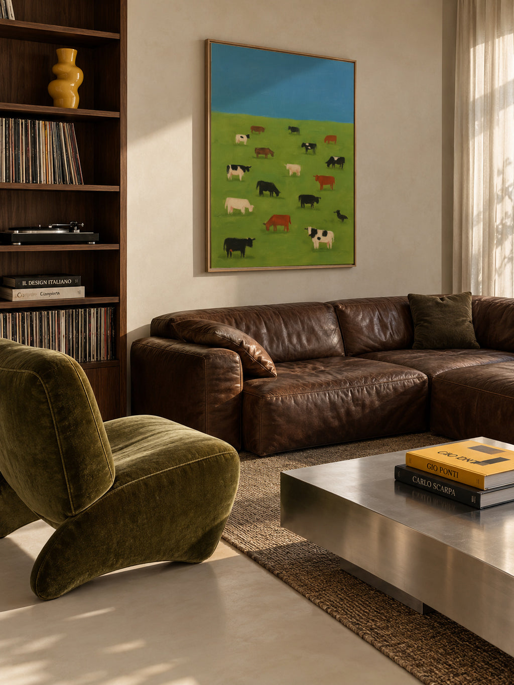 Grazing Field - Framed canvas in an interior