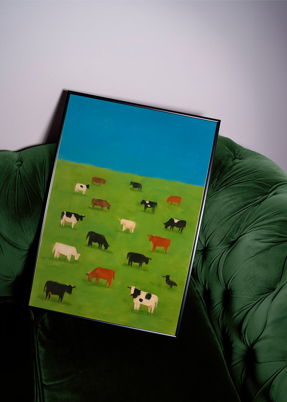 Cuadro de vacas pastando en pradera verde – Product3