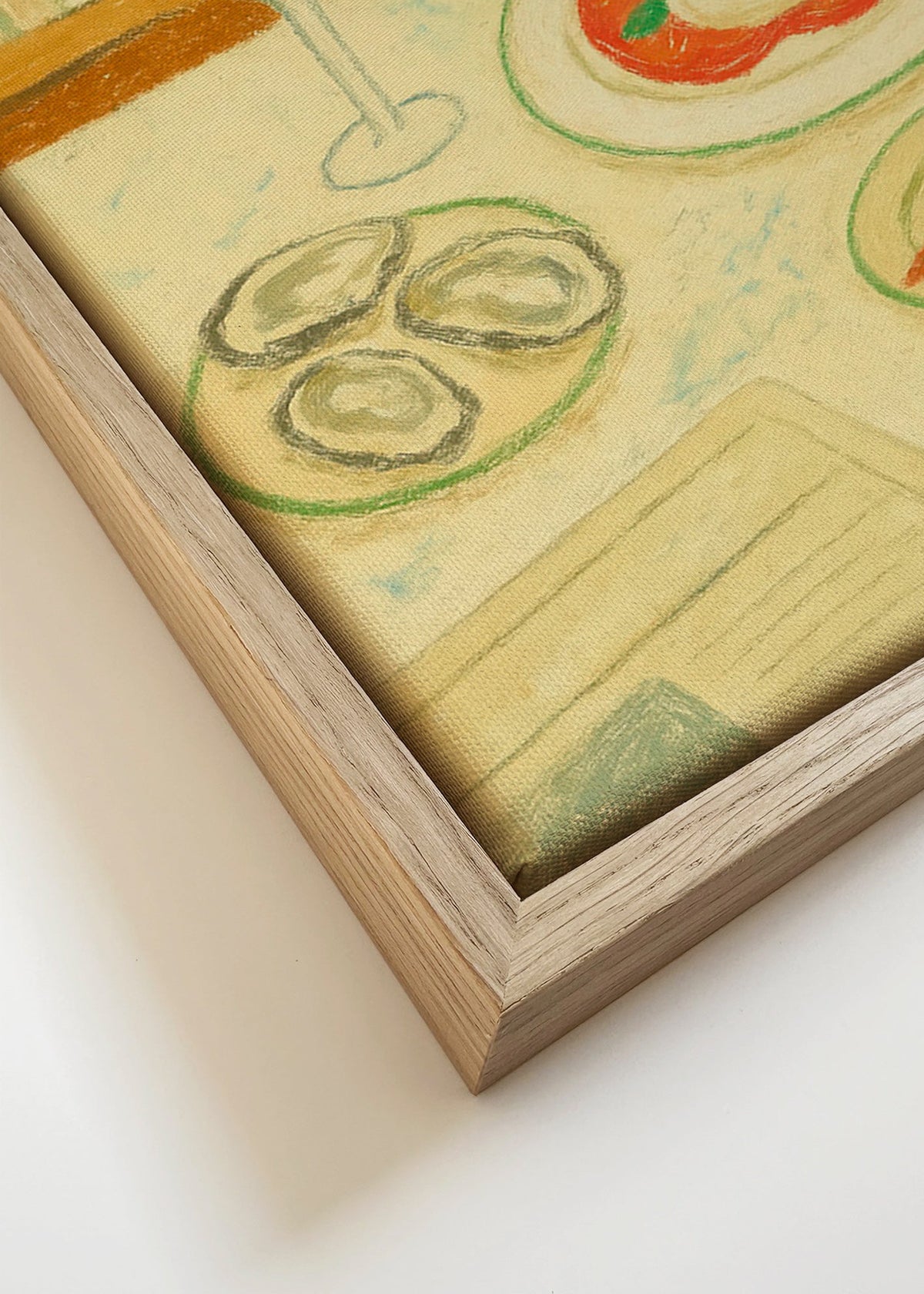 Cuadro de cocina: burrata y ostras en estilo pastel – Canvas detail