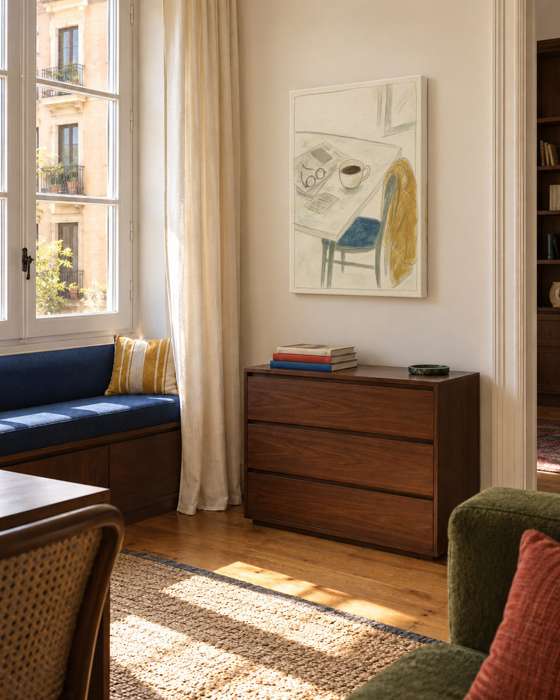 Morning Coffee Notes - Unframed canvas in an interior