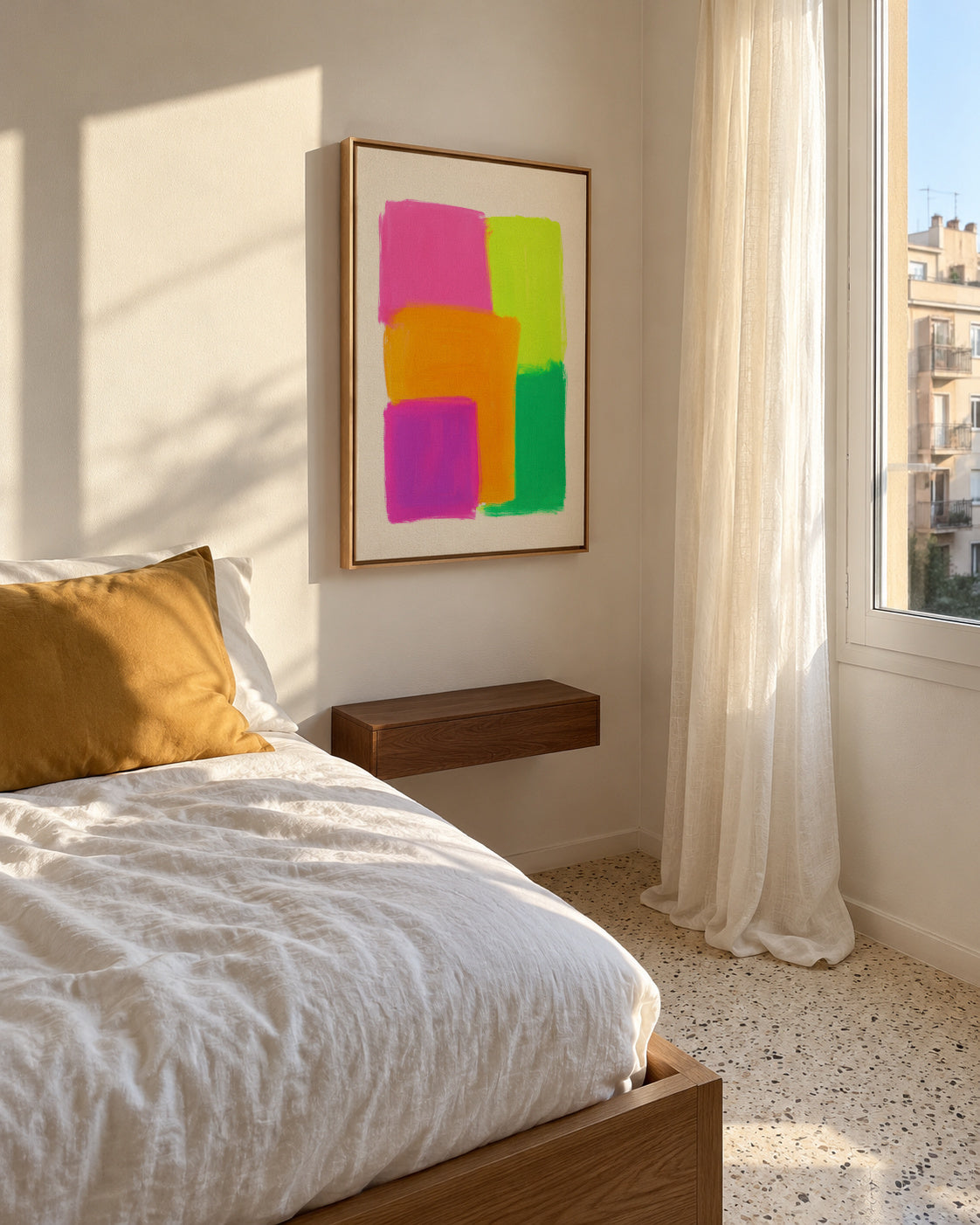 Neon Pulse II - Framed canvas in an interior
