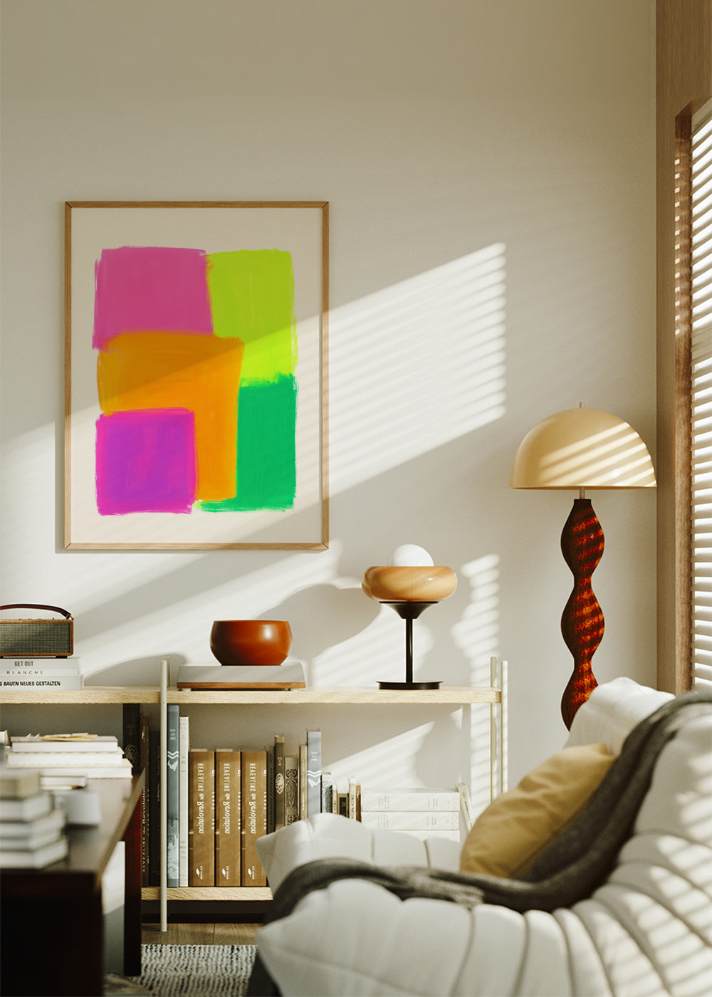 Neon Pulse II - Framed poster in an interior