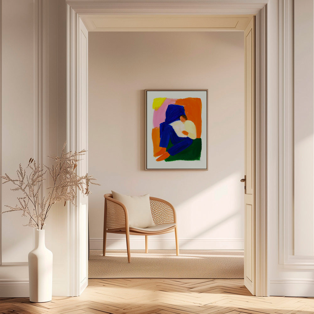 Ilustración de figura sentada en colores vibrantes – Canvas2