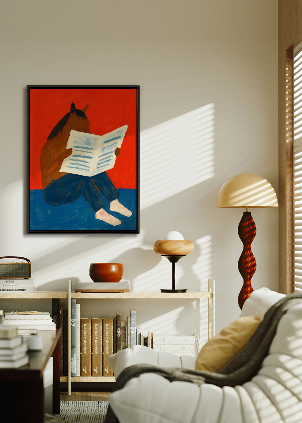 Cuadro de caballo leyendo el periódico – Canvas2