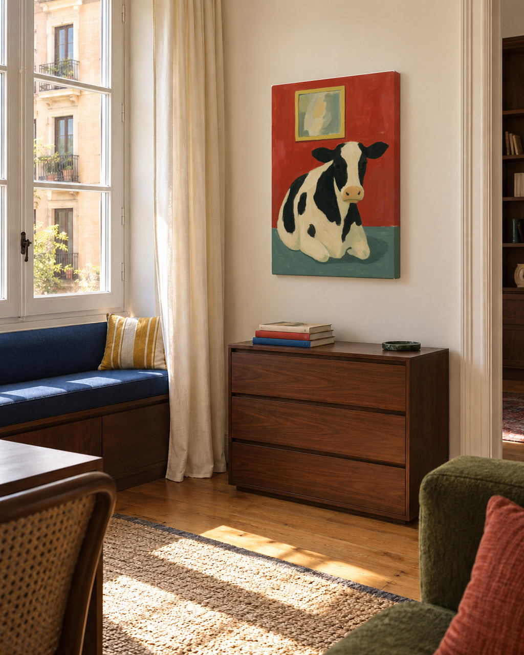 Resting Bovine - Unframed canvas in an interior