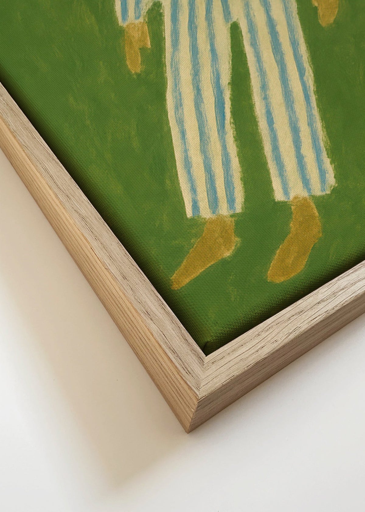 Ilustración de figura tumbada en pijama a rayas – Canvas detail