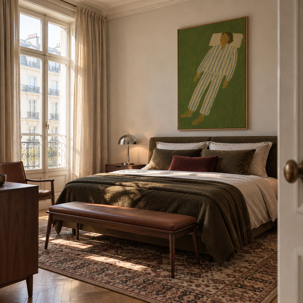 Sunday Slumber I - Framed canvas in an interior