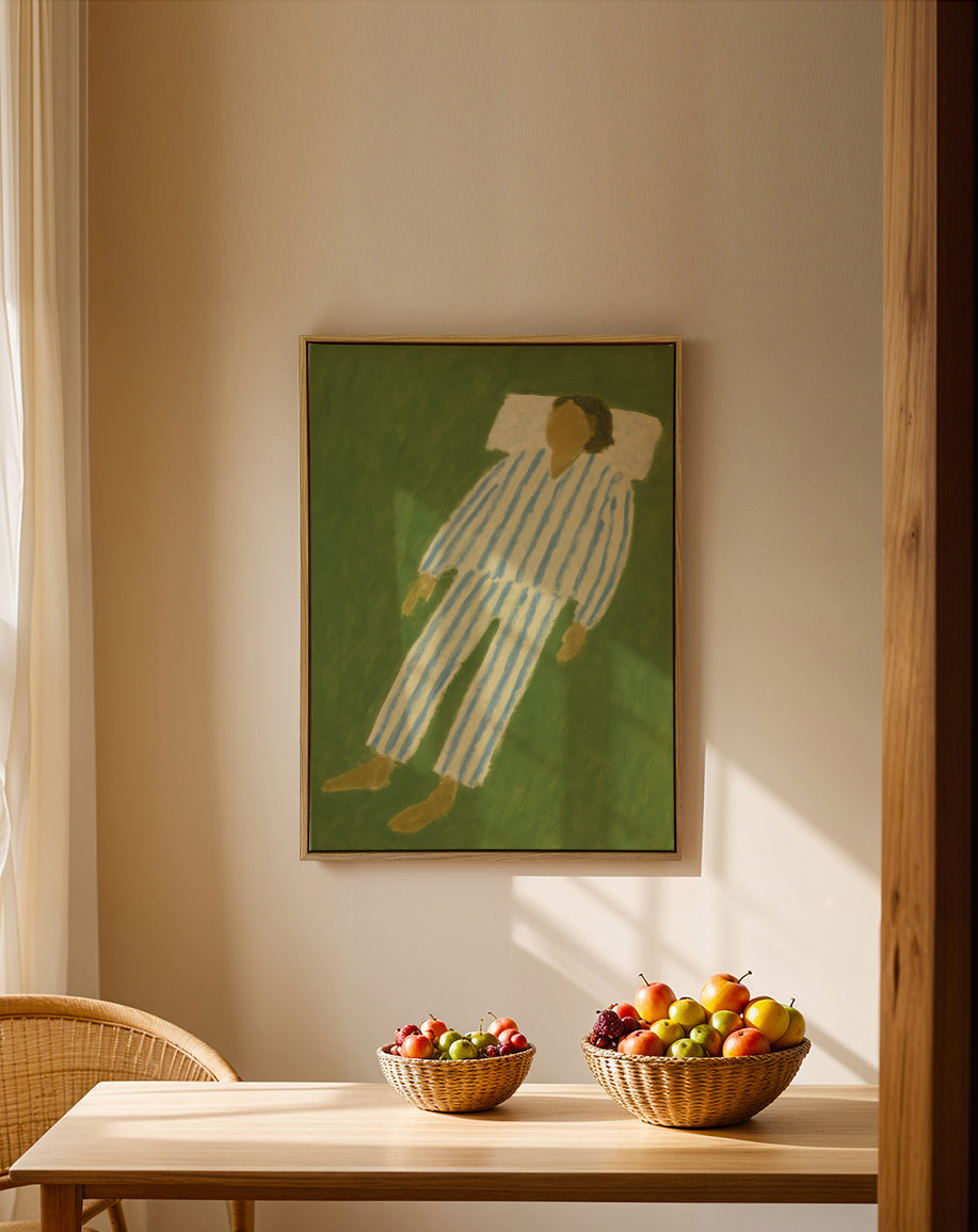 Sunday Slumber I - Framed canvas in an interior
