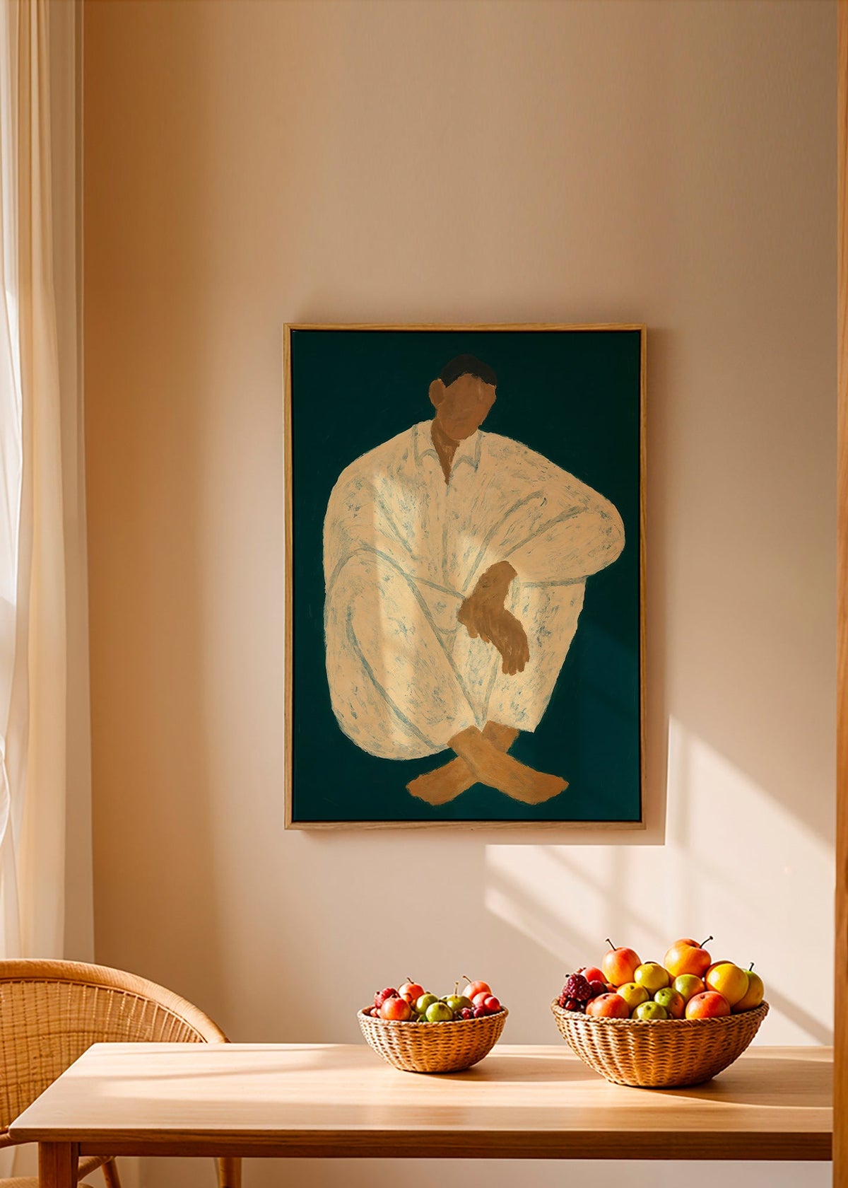 Ilustración de figura sentada en pose recogida – Canvas2