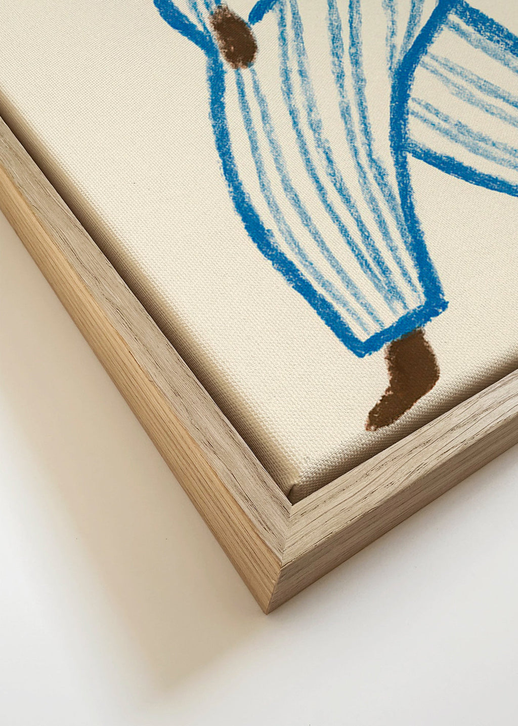 Ilustración figura caminando en líneas azules – Canvas detail