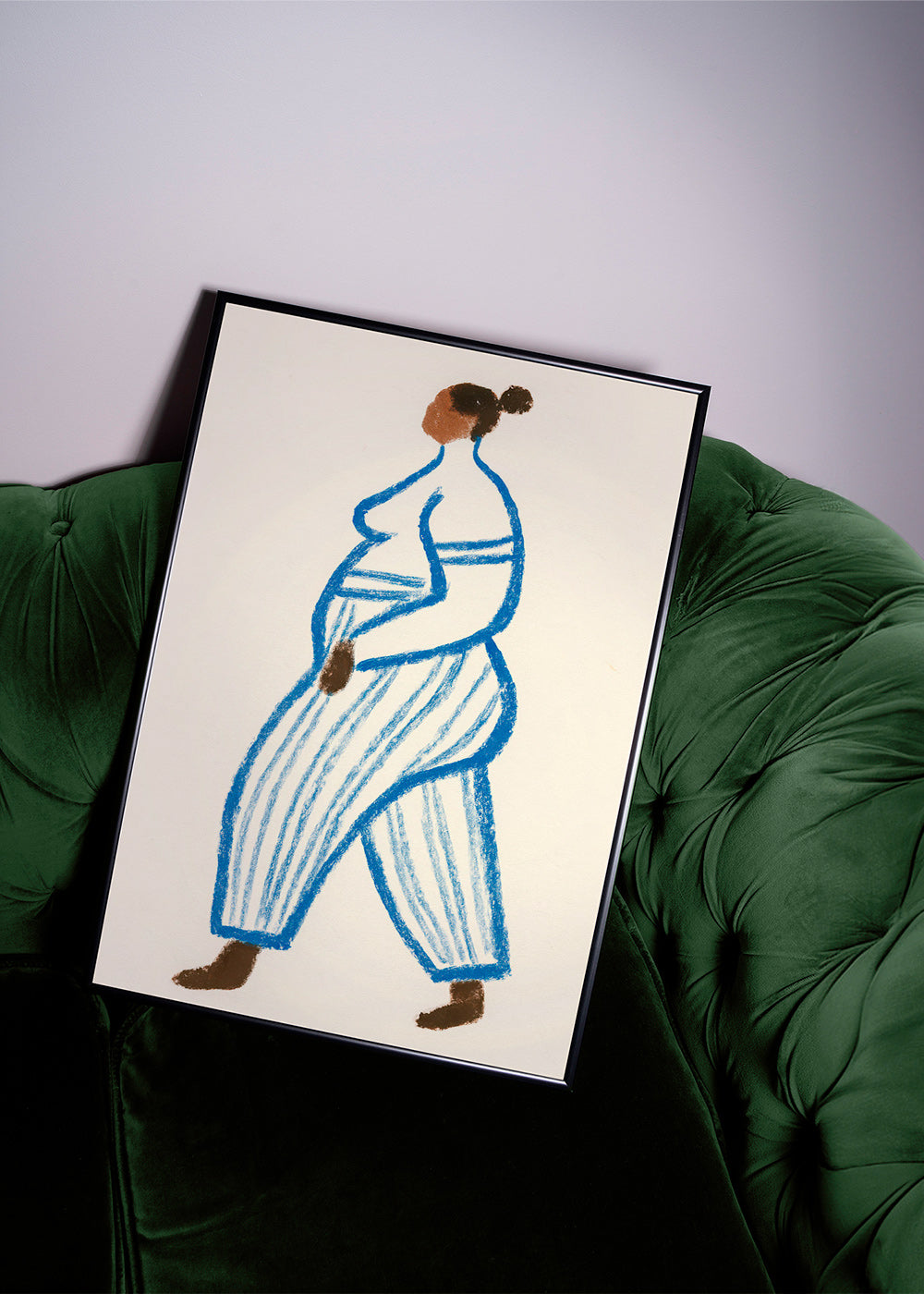 Ilustración figura caminando en líneas azules – Product3