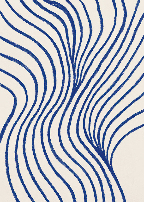 Cuadro abstracto de ondas azules