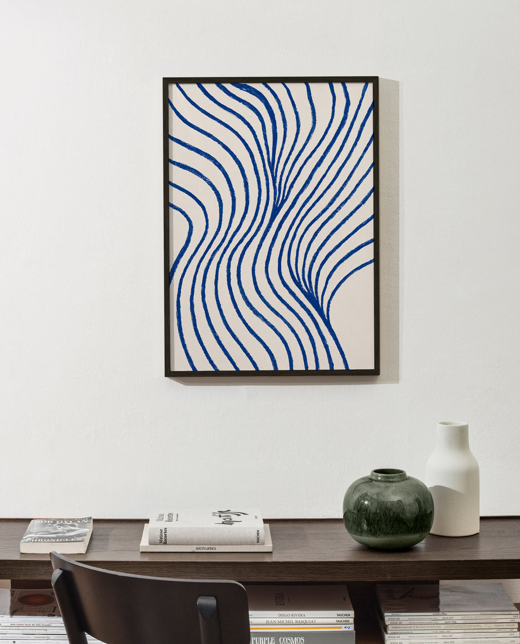 Cuadro abstracto de ondas azules – Product1