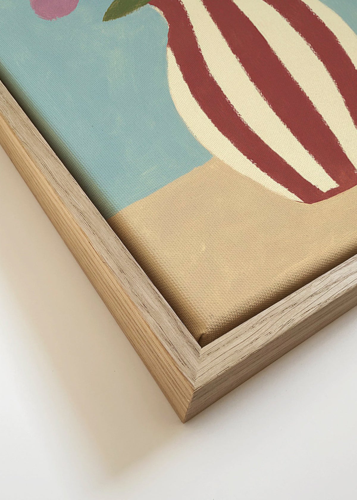 Lámina botánica de jarrón y flores – Canvas detail