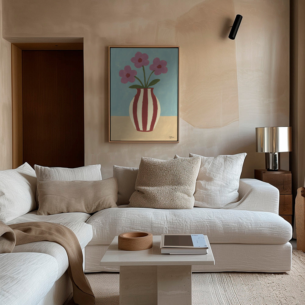 Lámina botánica de jarrón y flores – Canvas2