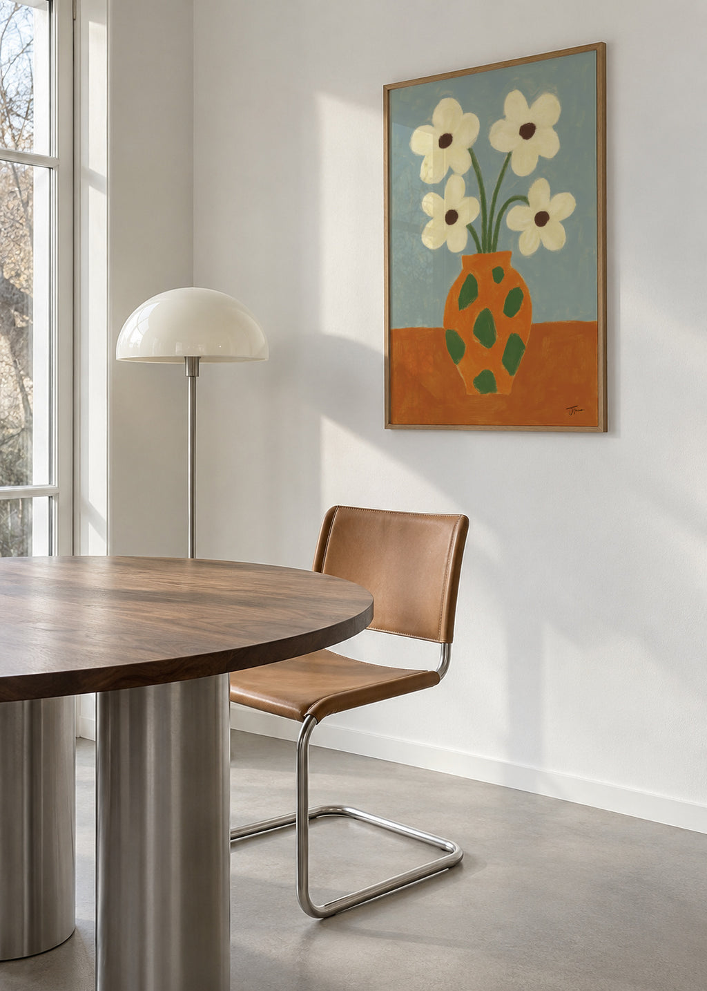 Green Speckled Vase - Framed poster in an interior