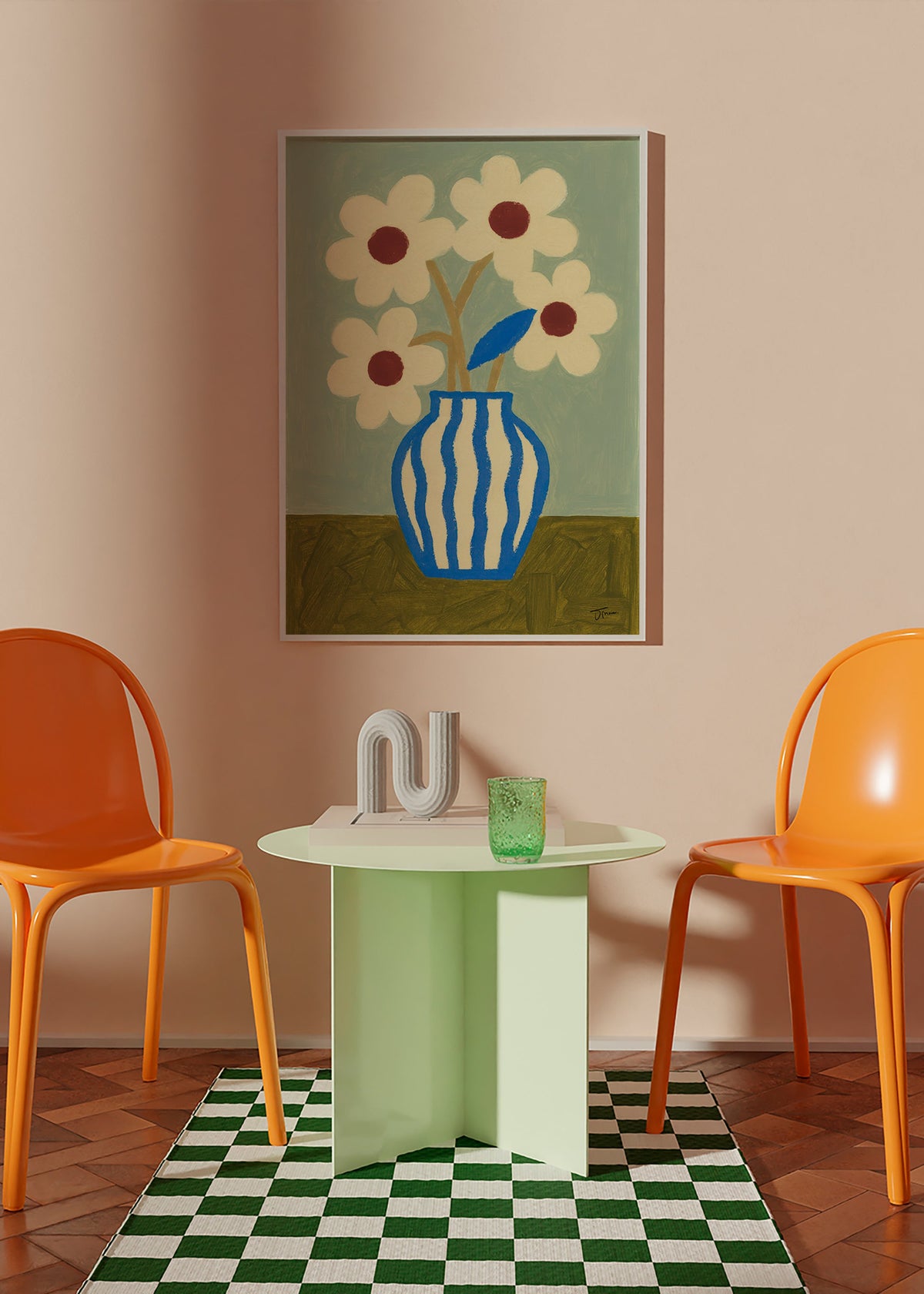 Lámina botánica jarrón azul con flores estilizadas – Product2