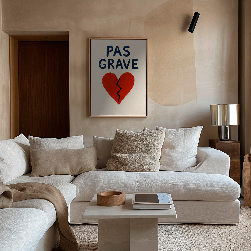 Ilustración corazón roto con texto Pas Grave – Canvas1