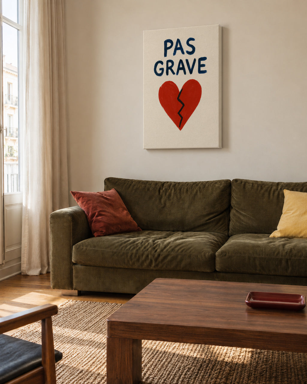 Pas Grave Heart - Unframed canvas in an interior