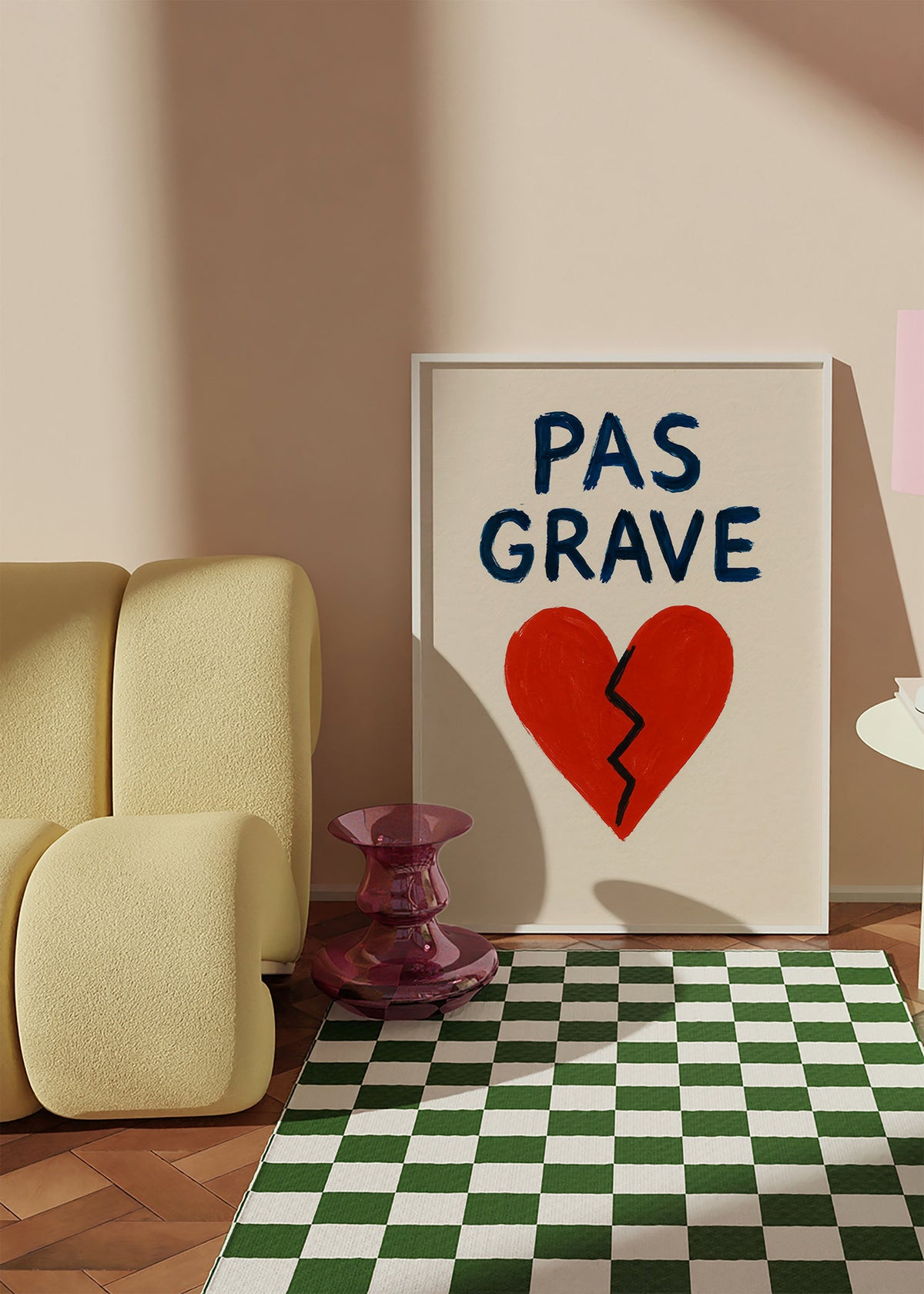 Ilustración corazón roto con texto Pas Grave – Product3