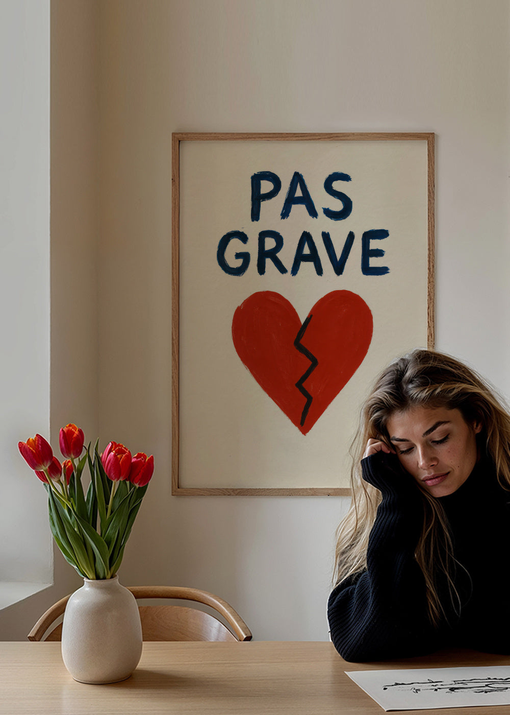 Pas Grave Heart - Framed poster in an interior