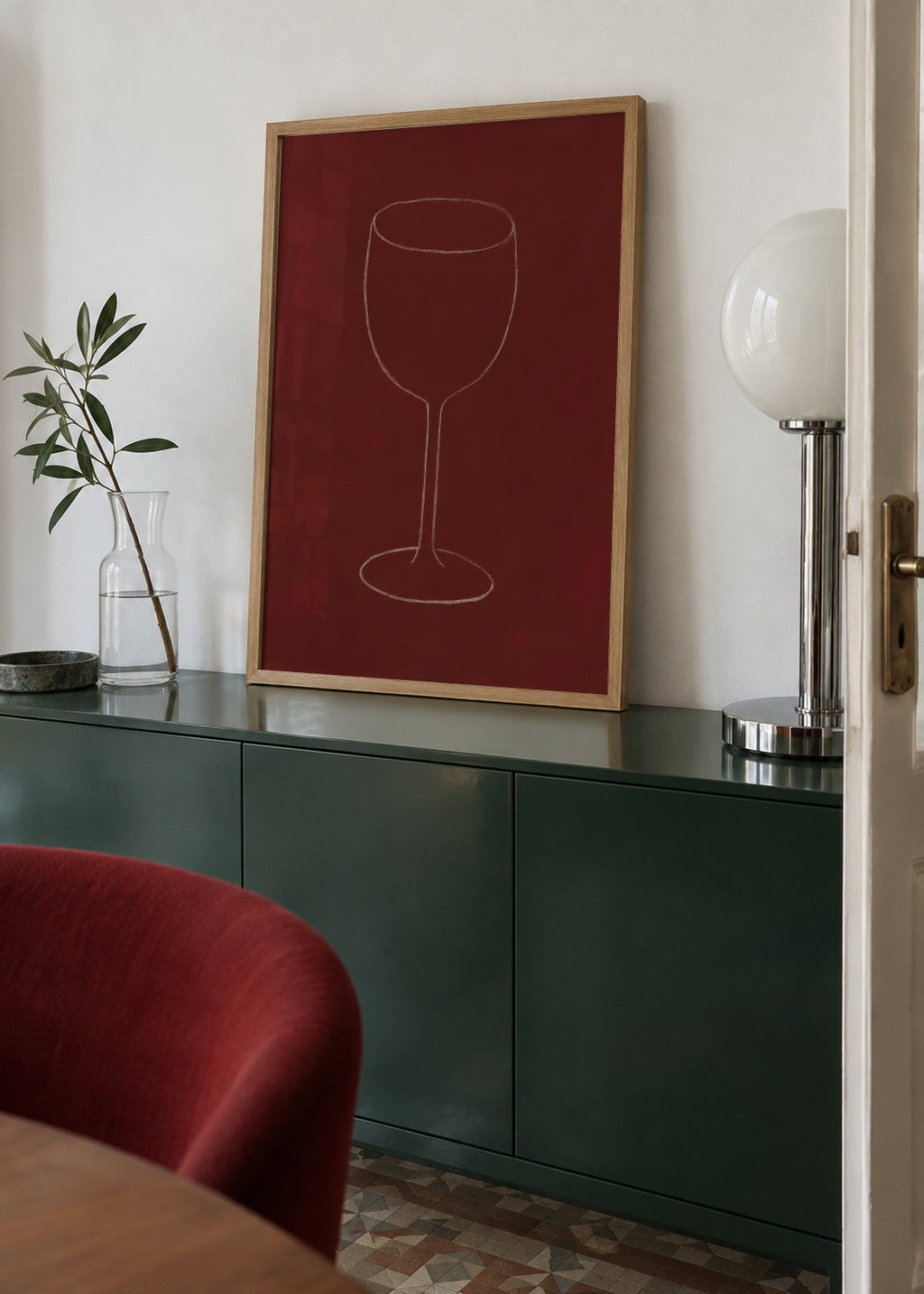 Wine Silhouette - Framed poster in an interior