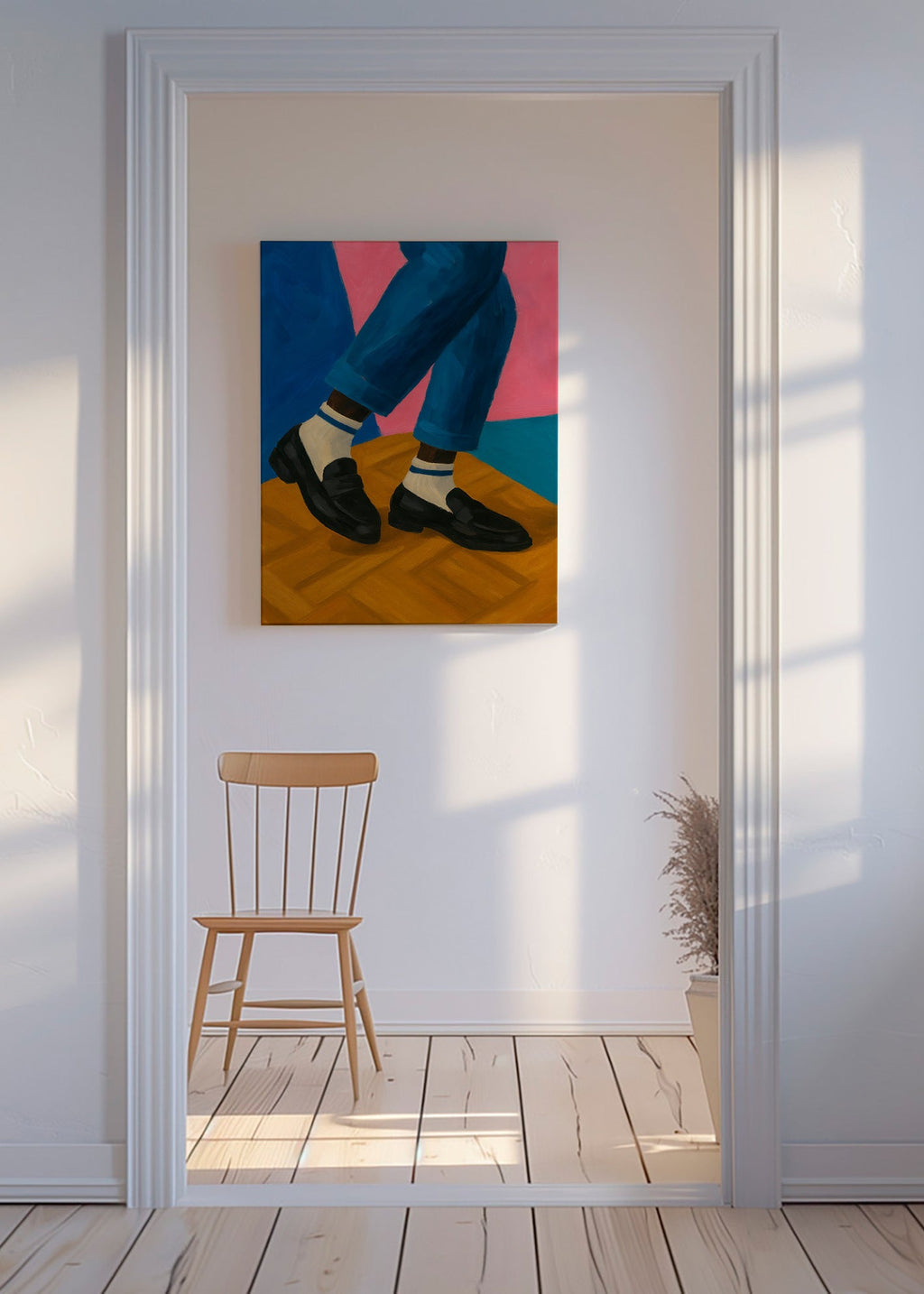Ilustración de loafers y calcetines a rayas – Canvas