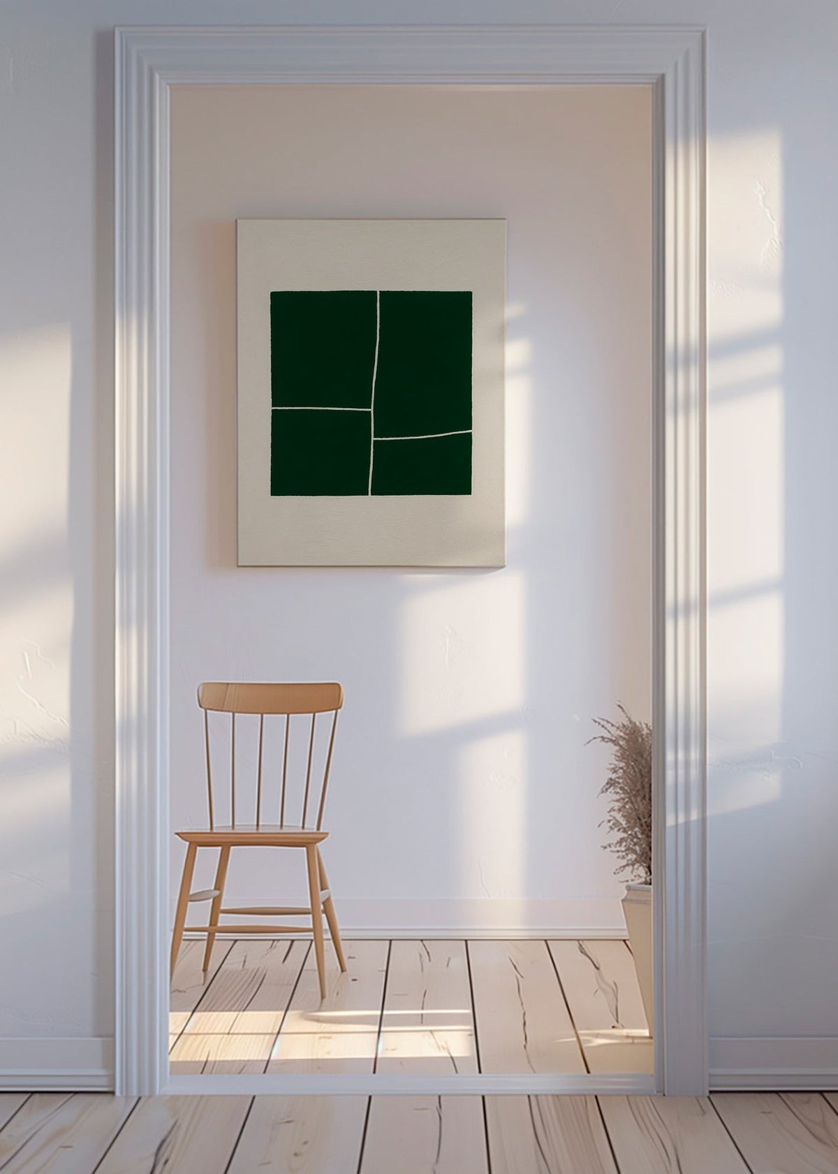 Cuadro abstracto con bloques verdes – Canvas