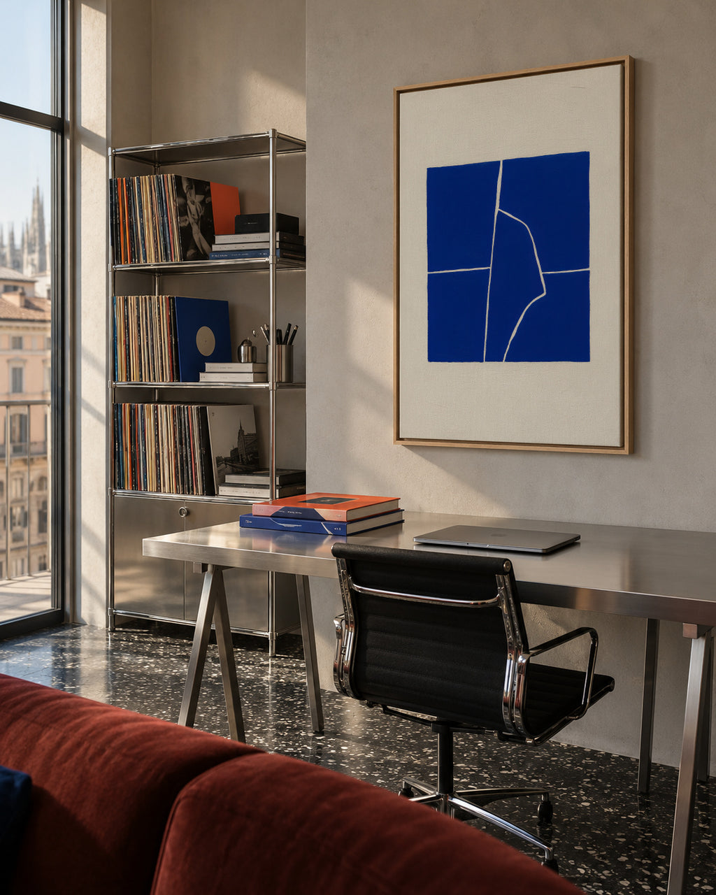 Cobat Fractures I - Framed canvas in an interior